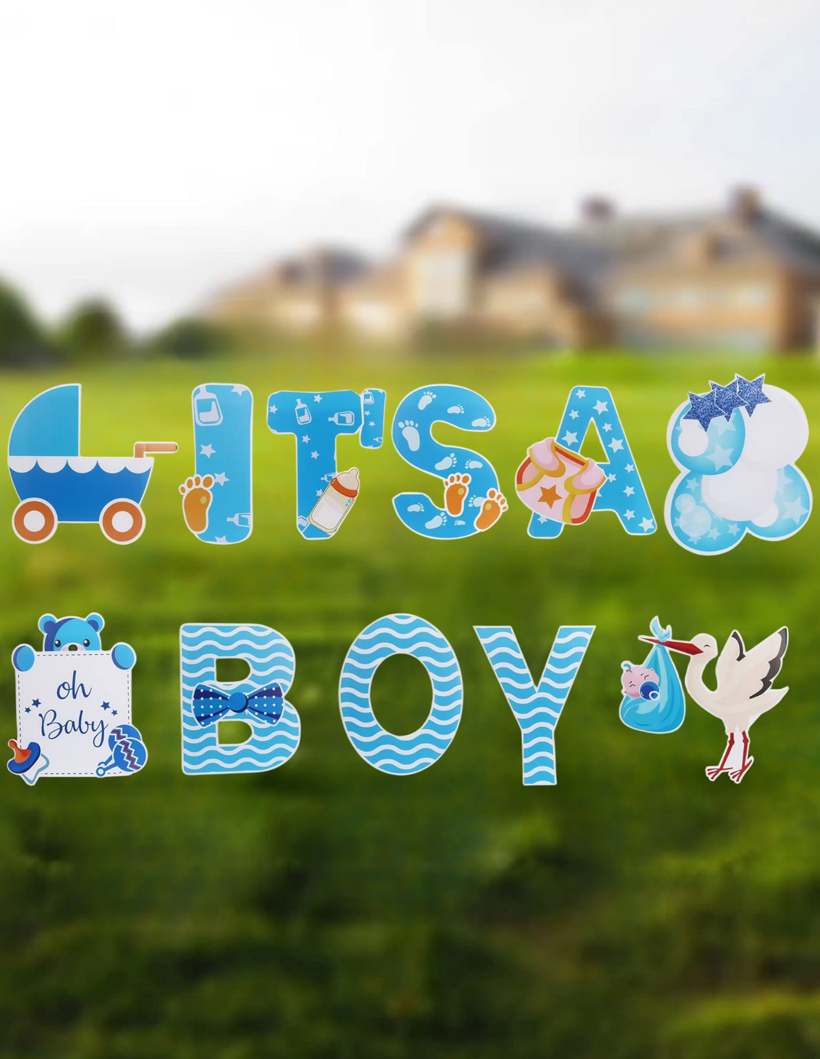 THTEN 11 PACK IT'S A BOY Blue Yard Signs 12 Inch with Stakes,Boy Special Delivery,Boy Stork Baby Shower,Gender Reveal Outdoor Welcome Home Newborn Announcement Sign for Party Decorations