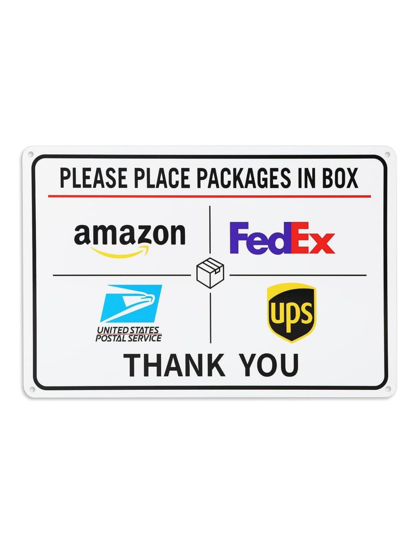 Thten Package Delivery Sign Instructions Amazon UPS FedEx Delivery Box Sign,12" x 8" Industrial Grade Aluminum, Easy Mounting,Rust-Free/Fade Resistance,Indoor/Outdoor(Simple)