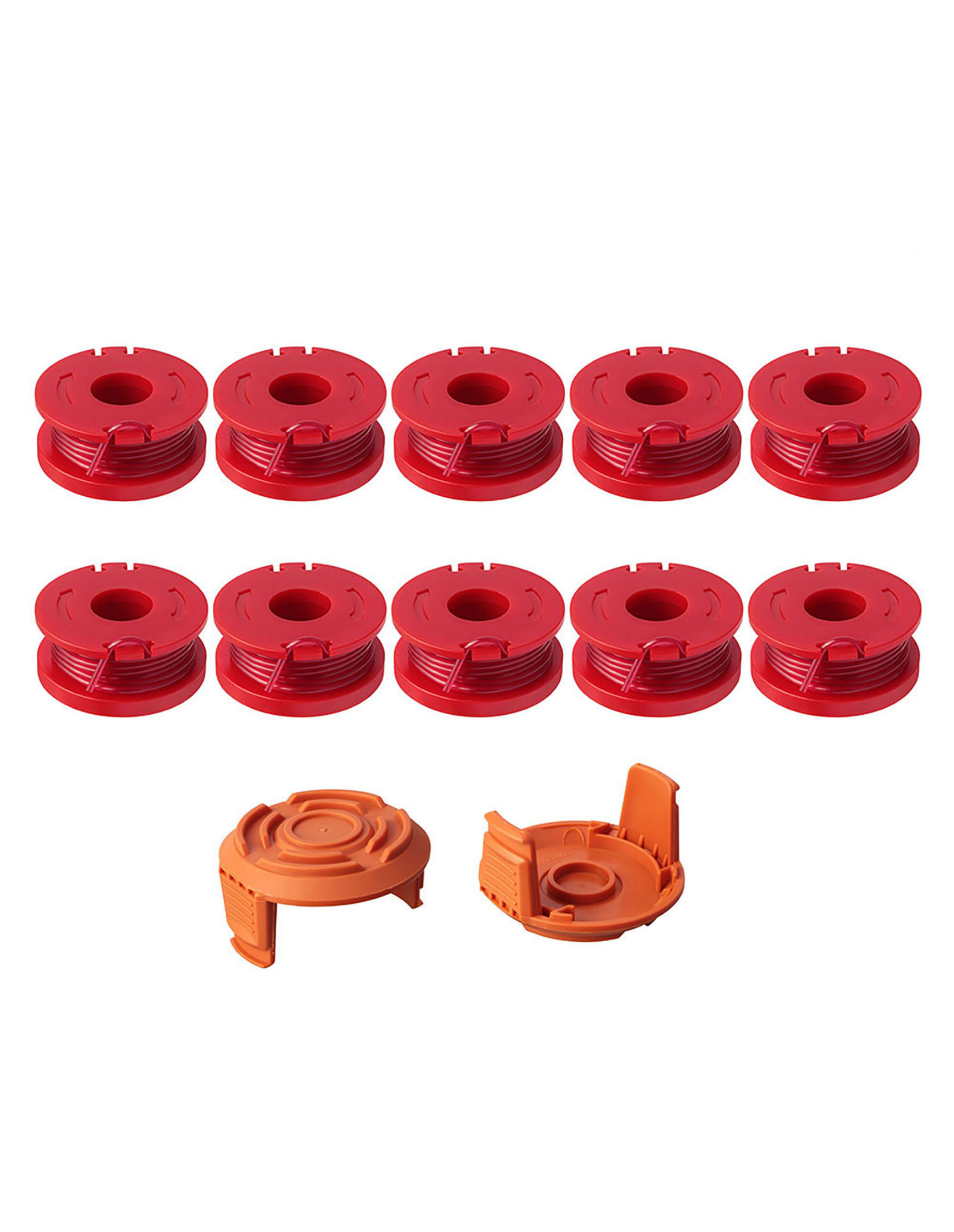 THTEN Edger Spools Replacement for Worx WG180 WG163 WA0010 Weed Wacker Eater String with WA6531 GT Spool Cover 50006531 String Trimmer Refills 10ft 0.065”(10 Spool, 2 Cap)