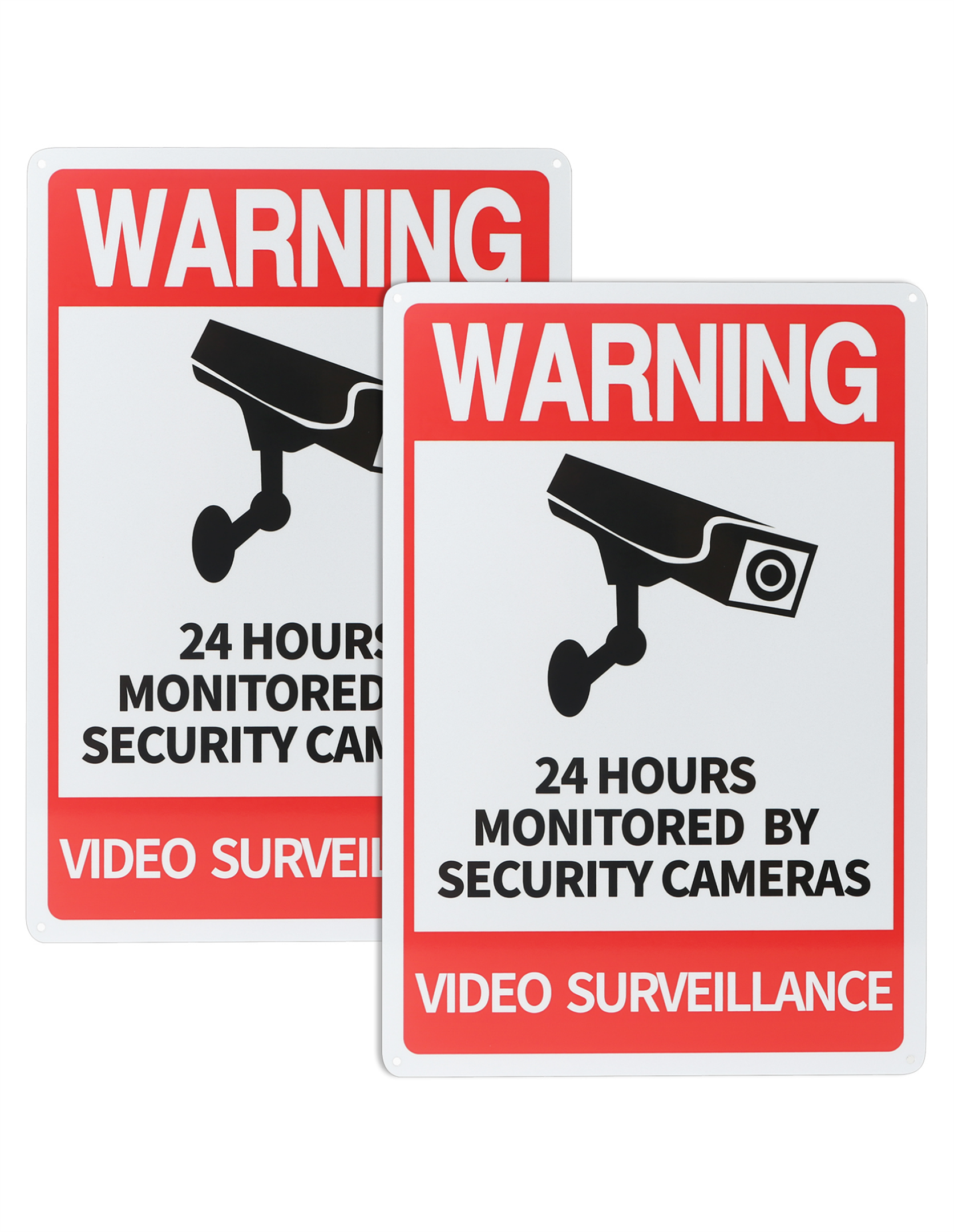 Thten 24 Hour Video Surveillance Sign, 14"x10" Security Camera Sign Warning for CCTV Recording System,Indoor Or Outdoor Use for Home Yard Business 2 Pack