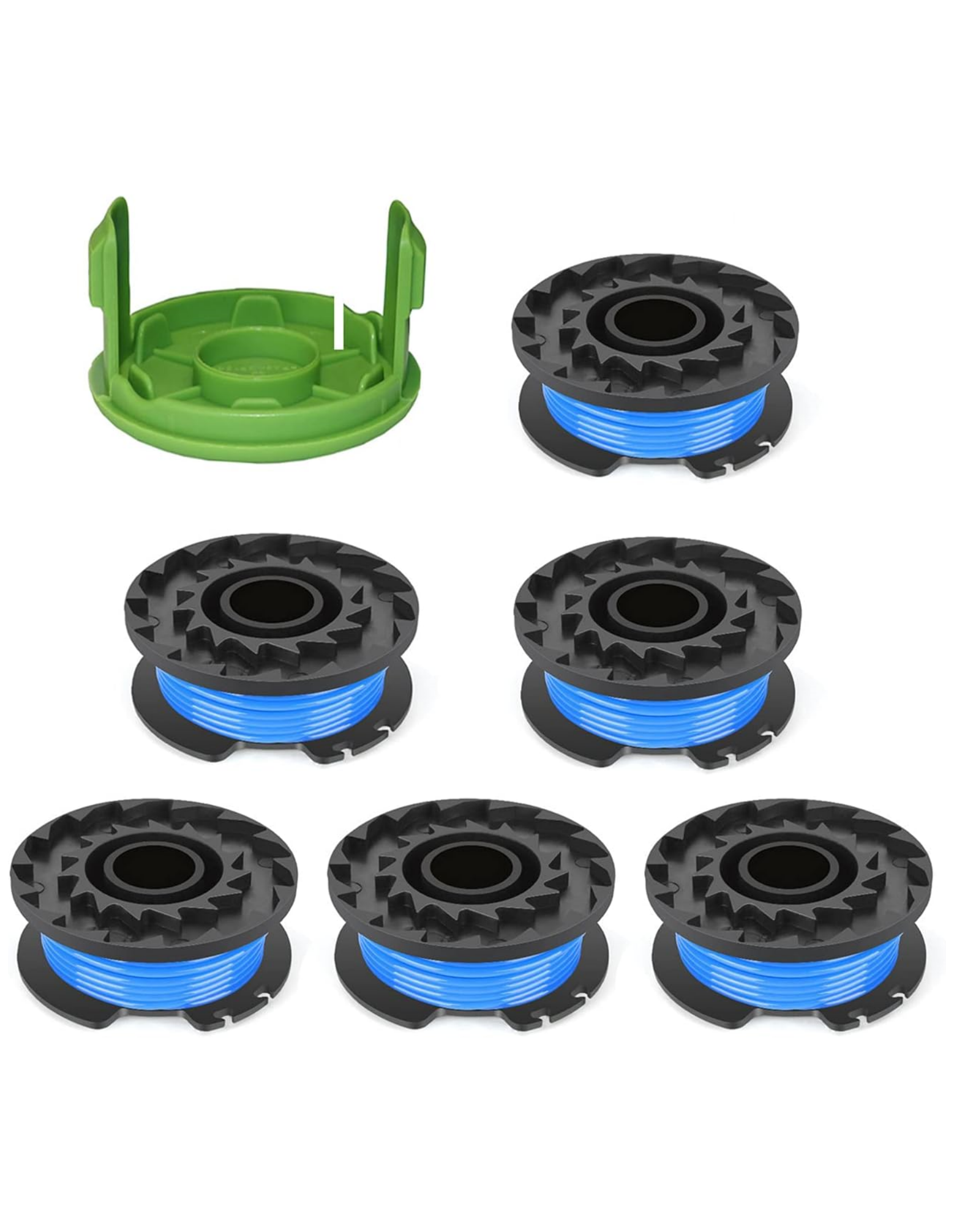 THTEN 29252 29092 Weed Eater Spools Replacement for Greenworks 21302 21332 21342 20V 24V 40V 16ft 0.065 Single Line String Trimmer with 3411546A-6 Cap Covers Parts Auto-Feed String Edger 6+1