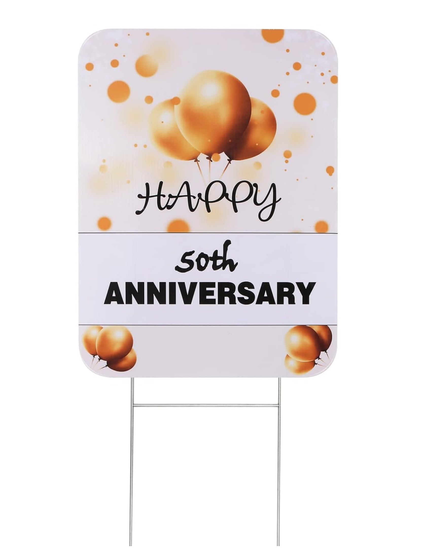 Thten 50th Anniversary Yard Sign Decoration Outdoor Gold 50th Wedding Anniversary Lawn Sign with Stakes for Happy 50th Year Party Supplies