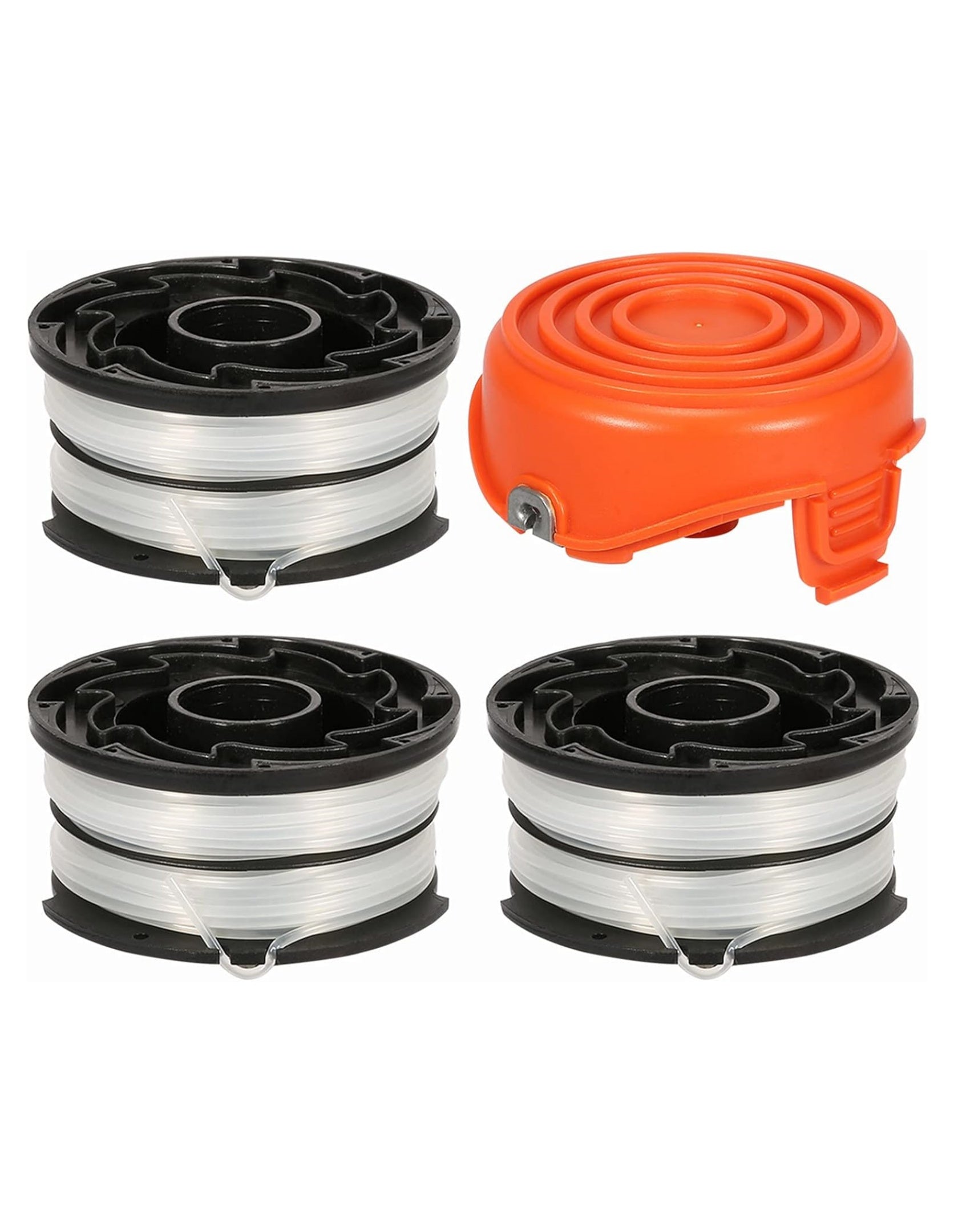 THTEN DF-065 String Trimmer Spools Compatible with Black and Decker GH710 GH700 GH750 RC-065, DF-065-BKP Weed Eater Refills Line 36ft 0.065 Auto-Feed Dual Line Edger+ RC-065-P Spool Cover Cap 3+1