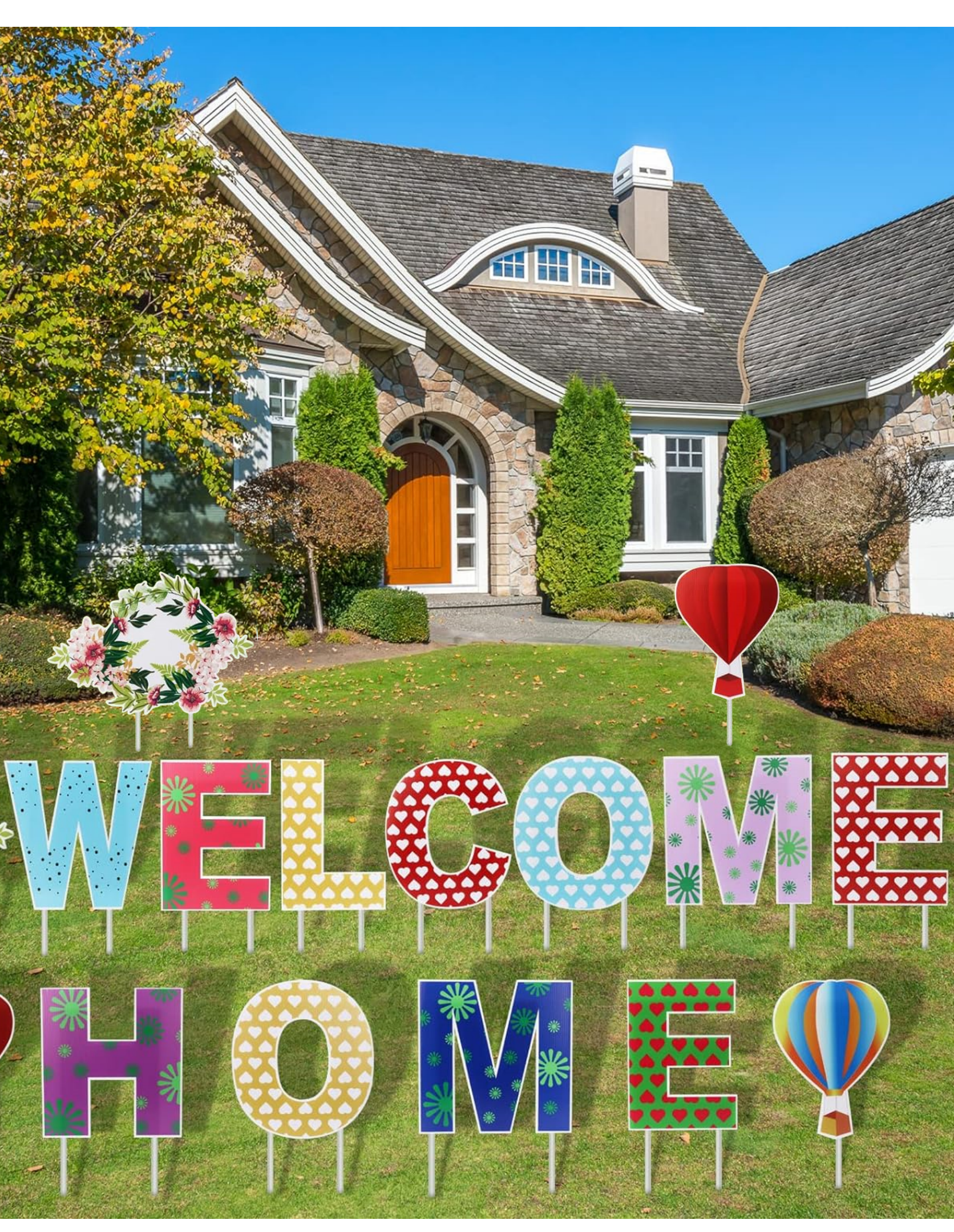 Thten 14 Pack 12 Inch Welcome Home Yard Sign with Stakes for New or First-Time Homeowners,Welcome a New Baby, Military, the Sick or Service Member Home Sign,Deployment Homecoming or Housewarming