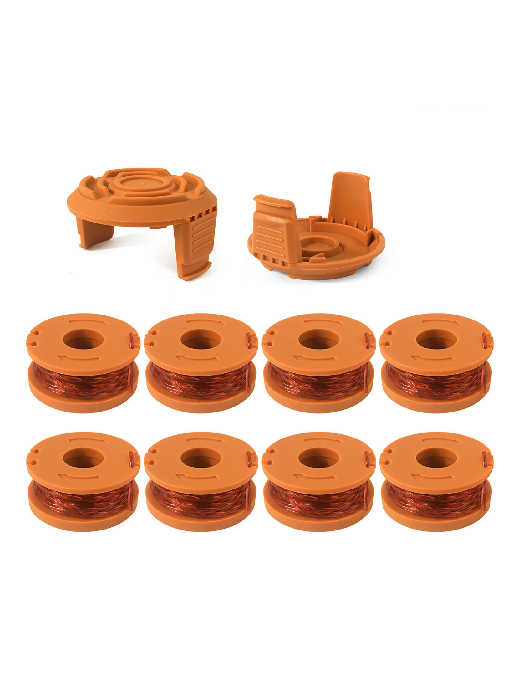THTEN Replacement Trimmer Spool Line for Worx WA0010 WG180 WG163 Weed Wacker Spool with WA6531 GT Spool Cover 50006531 String Trimmer Refills 10ft 0.065" 10 Pack (8 Spools, 2 Trimmer Cap)